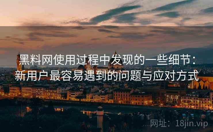黑料网使用过程中发现的一些细节：新用户最容易遇到的问题与应对方式  第2张